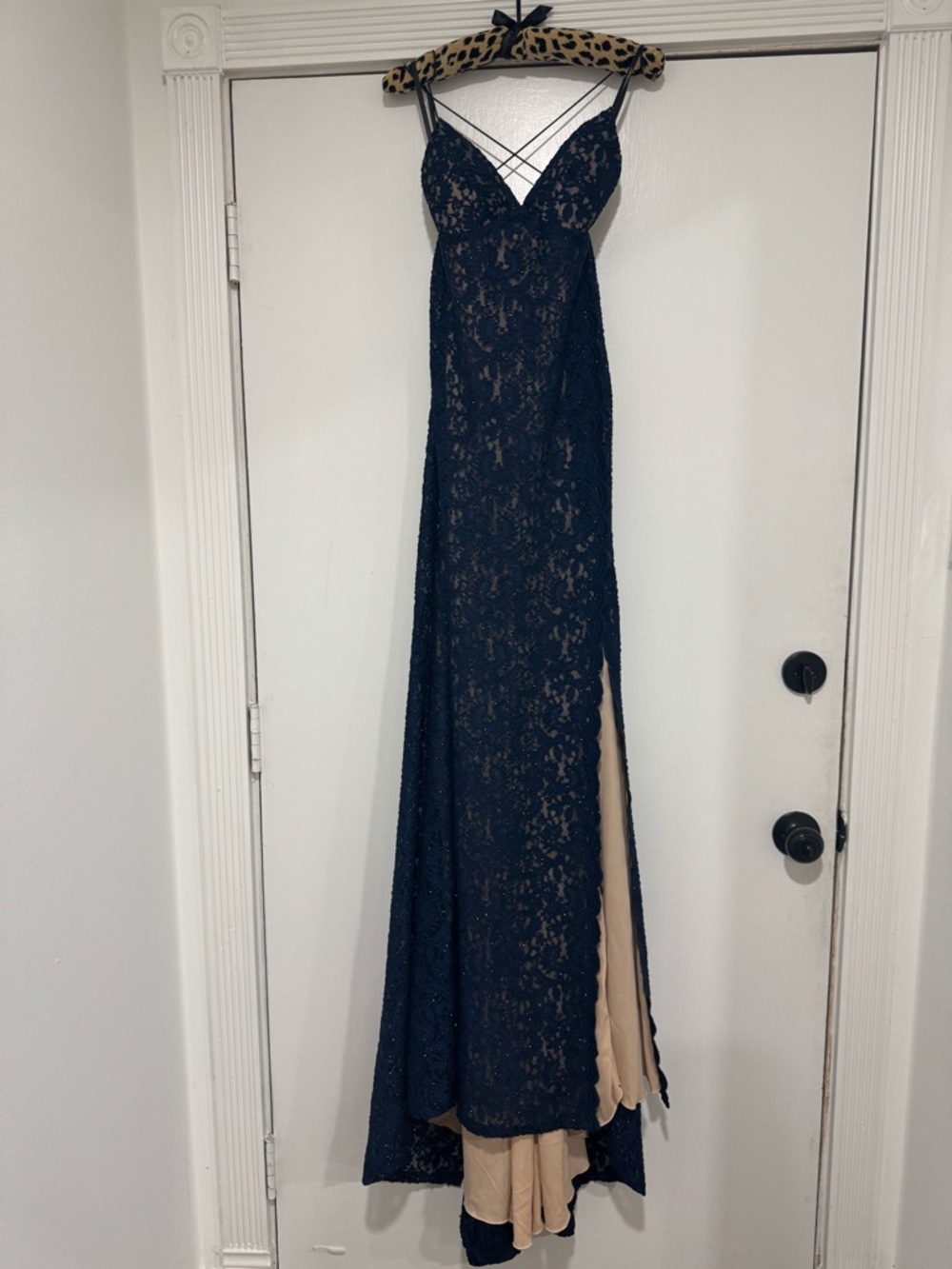 Windsor Lace Overlay Evening Gown with Nude Lining Sz M